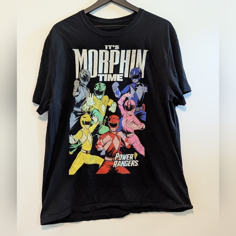 Power Ranger Black Tee with Multicolor Design - Picture 2 of 4